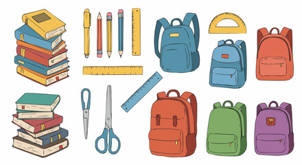 Camping and Cooking Gear – Backpack and Utensils Travel Icons