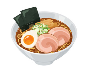 醤油ラーメンのイラスト素材_白