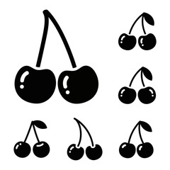 Vector art of collection of cherry icons isolated on white background