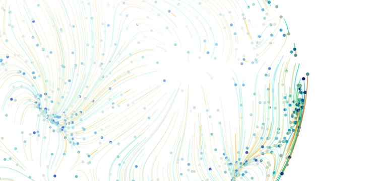 Colorful abstract background with flowing lines and dots. Perfect for tech, science, or design projects.