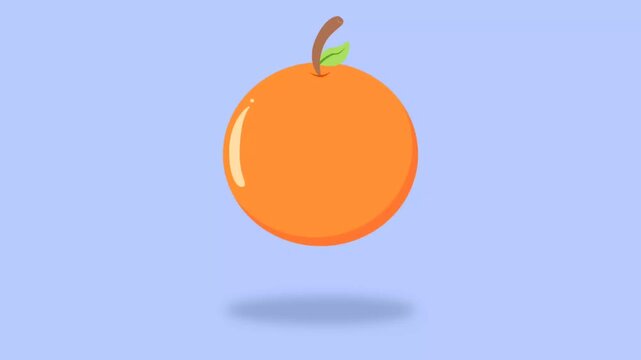 Simple animation of bouncing  orange fruit levitating