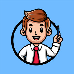 fun teacher instructor colored cartoon character isolated drawing line style sketch classic vintage design illustration