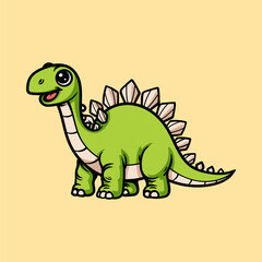 fun cute stegosaurus chi-bi colored cartoon character isolated drawing line style sketch classic vintage design illustration