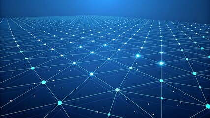 Interconnected blue nodes and lines abstract background