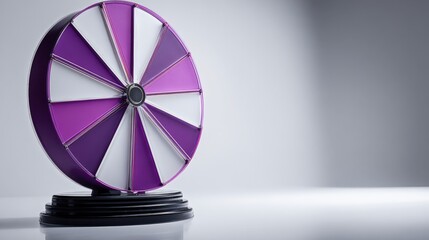 Obraz premium Prize Wheel of Fortune with Purple and White Sections, Concept for Chance and Luck