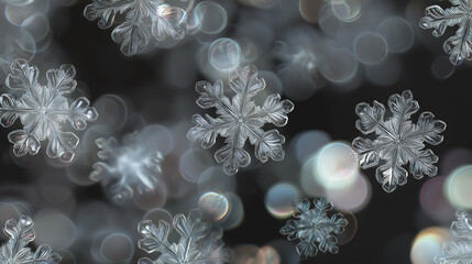 Christmas glass snowflakes bokeh magical background