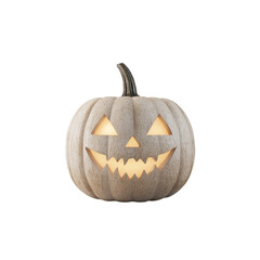 Carved pumpkin with glowing face, perfect for Halloween decoration and festive ambiance