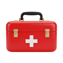 Obraz premium Red first aid kit with a white cross isolated on transparent background