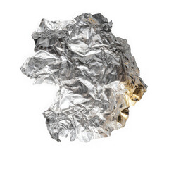 Fototapeta premium Ripped piece of aluminium foil on white background.