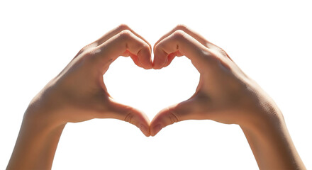 Obraz premium Hands forming a heart shape isolated on transparent background, symbolizing love, affection, and a romantic gesture of care and support