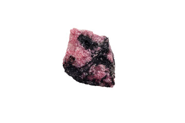 Pink rhodonite contrasting with black manganese oxides