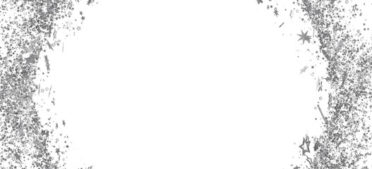 Elegant silver glitter stars border on white. Perfect for invitations, cards, and more.