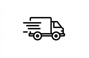 Simple black line art of a delivery van moving quickly (1)