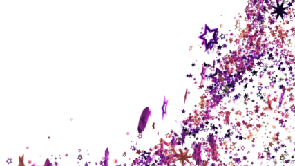 A celebratory design featuring a burst of purple and pink stars on a white background. Perfect for festive occasions.