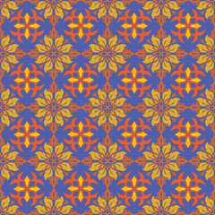 Orange and yellow Thai pattern texture for background, seamless pattern.