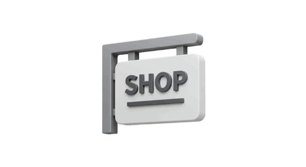 3D vector icon of a shop signboard, plain white background