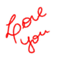 doodle love you written in red