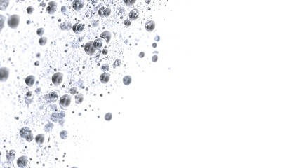 Abstract background with silver bubbles floating on white.  Perfect for clean designs.
