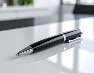 Black pen on a white table (1)