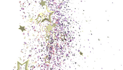 Obraz premium Sparkling gold stars falling on white. Perfect for celebration, festive, magical designs.