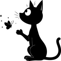 Curious Cats and Butterfly Silhouette