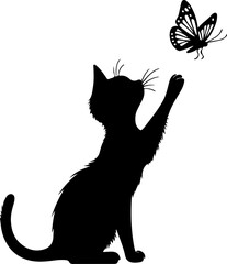 Curious Cats and Butterfly Silhouette