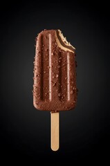 Obraz premium Delicious chocolate covered ice cream bar with sprinkles and a bite taken