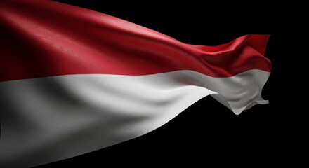 Fototapeta premium Indonesian Flag Waving Against Black Background