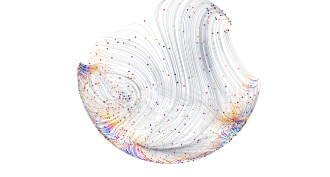 Abstract background with colorful lines and dots. Perfect for technology, data, and network concepts.