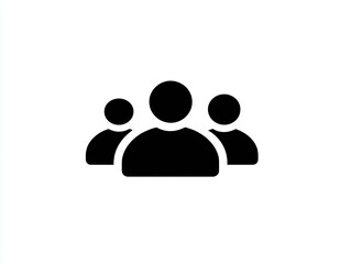 Three simple black silhouette figures, side-by-side, forming a group