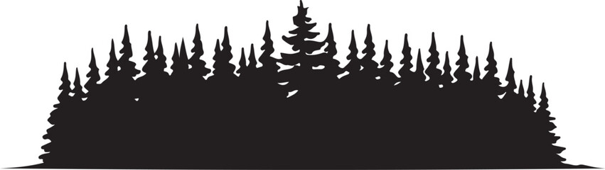 Dense Pine Tree Forest Silhouettes - Natural Outdoor Landscape