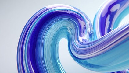 Abstract swirling ribbons of translucent blue and purple