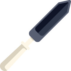 Soldering iron with a wooden handle lying diagonally, depicted in a flat, minimalist style