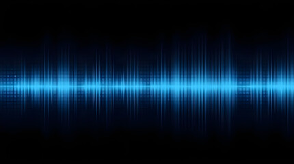 Obraz premium A vibrant blue digital audio waveform on a dark background. A concept for sound, music, voice, and technology. Equalizer visualization.