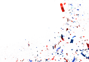 Confetti - American national colors. USA Presidents Day, American Labor day, Memorial Day, US election concept.