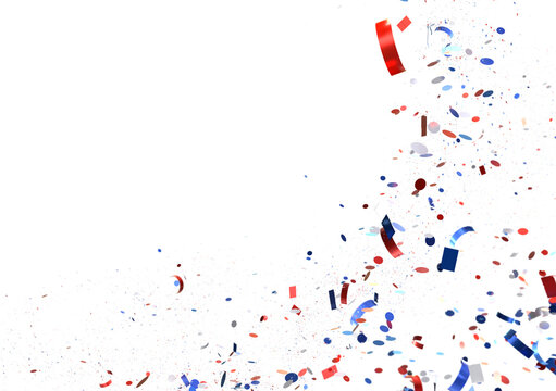 Confetti - American national colors. USA Presidents Day, American Labor day, Memorial Day, US election concept.