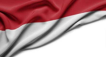 Indonesian Flag Waving on White Background