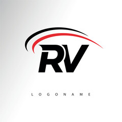 RV Modern Minimalist Letter Monogram Logo - Sleek Stylish Branding & Visual Identity Design