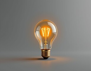 two perspectives of a yellow light bulb with a clear glass bulb housing and a filament inside