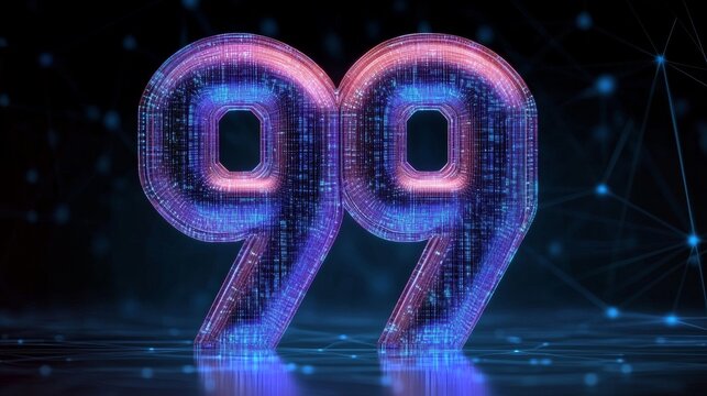 Cybernetic Ninety Nine Celebration, Futuristic Digital Design for Anniversary Event Background