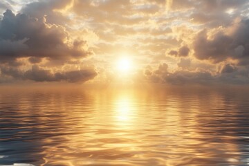 Obraz premium Serene sunset over the ocean reflecting golden light Tranquil waters and on transparent background