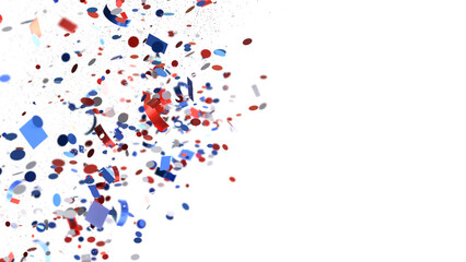 Confetti - American national colors. USA Presidents Day, American Labor day, Memorial Day, US election concept.
