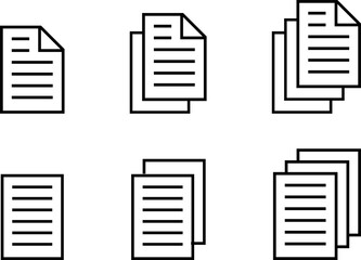 document icons set vector,document icon  set in line style. Editable stroke