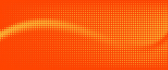 Dots halftone orange color pattern gradient texture with technology digital background. Dots pop art comics with summer background.