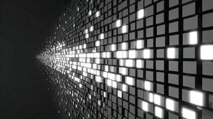 Abstract Grid with Glowing Lights: Modern Tech Background for Technology, Innovation and Digital Concepts