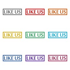 Like us sign icon isolated on white background. Set icons colorful