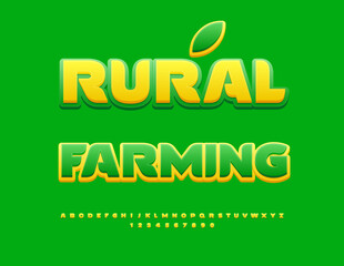 Vector Artistic icon Rural Farming. Modern Alphabet Letters and Numbers set. Fashion Artistic Font