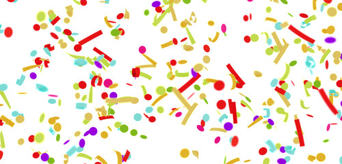 Bright, festive confetti falling on white background. Perfect for celebration, party, or event designs.