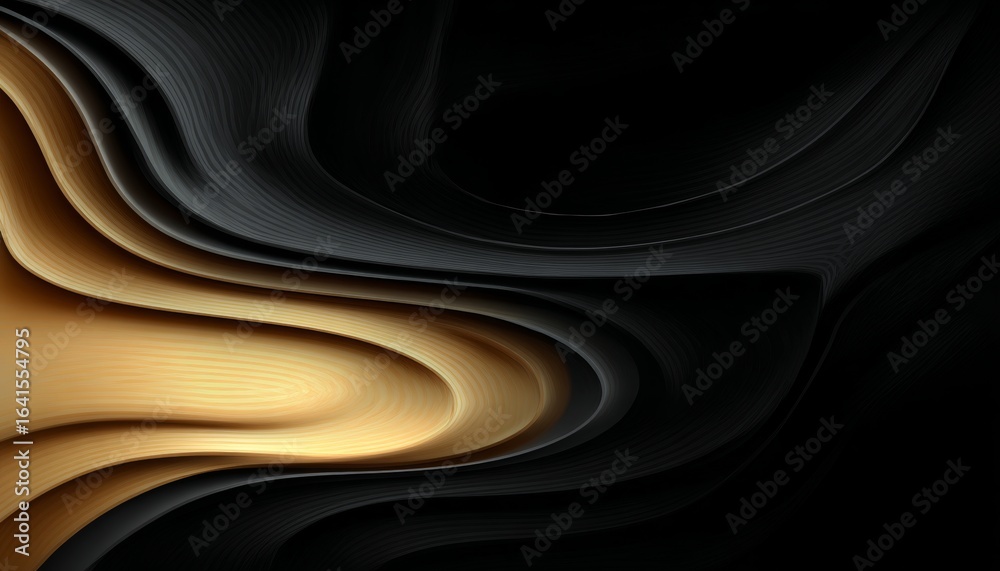 Canvas Prints dynamic interplay of light and shadow with elegant abstract swirls in black and gold tones