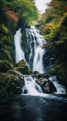 Fototapeta premium Waterfall in Japan in autumn landscape outdoors nature.